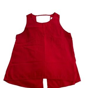 Twinkle Red Sheer Tank Cami Top with Slit in the Back